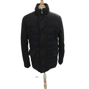 Moorer Mens Puffer Quilted Jacket Black High Neck Button Polyamide Size 50